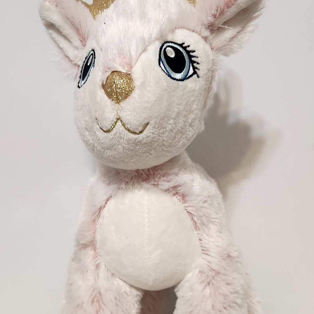 Build A Bear Arctic Pink Reindeer Plush - Rare Gold Sparkle Hooves & Antlers 15”